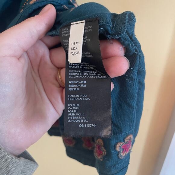 NWT Anthropologie Luzia Cropped Cami Embroidered Teal Floral Sz XL - Picture 5 of 13